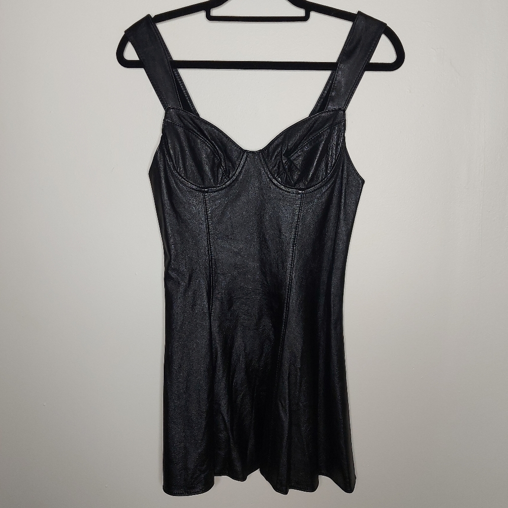 Vintage 90s leather & suede dress